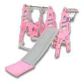 Breeins 4-in-1 Toddler Swing & Slide Set — Climbing Frame, Large Slide & Basketball Hoop (Indoor / Outdoor) Pink